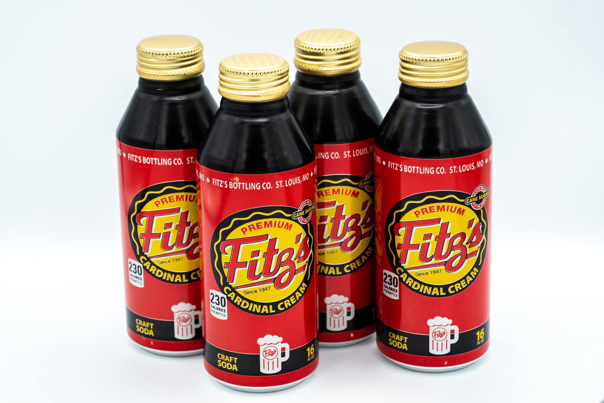 Fitz's Premium Cardinal Cream Craft Soda (16 fl oz) Made With Cane Sugar