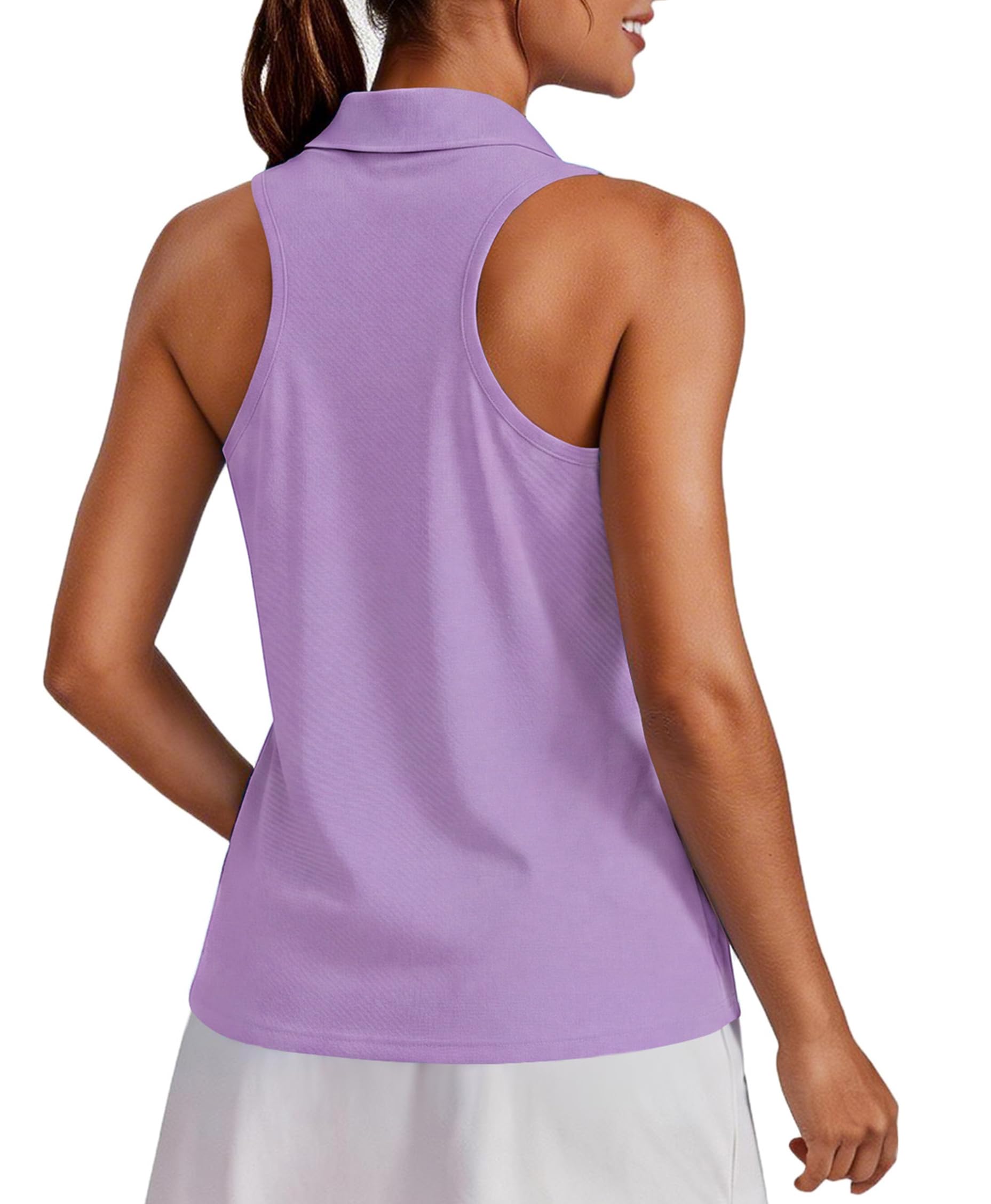 PINSPARK Womens Golf Shirt UPF 50+ Collared Shirts Sleeveless Tennis Tanks