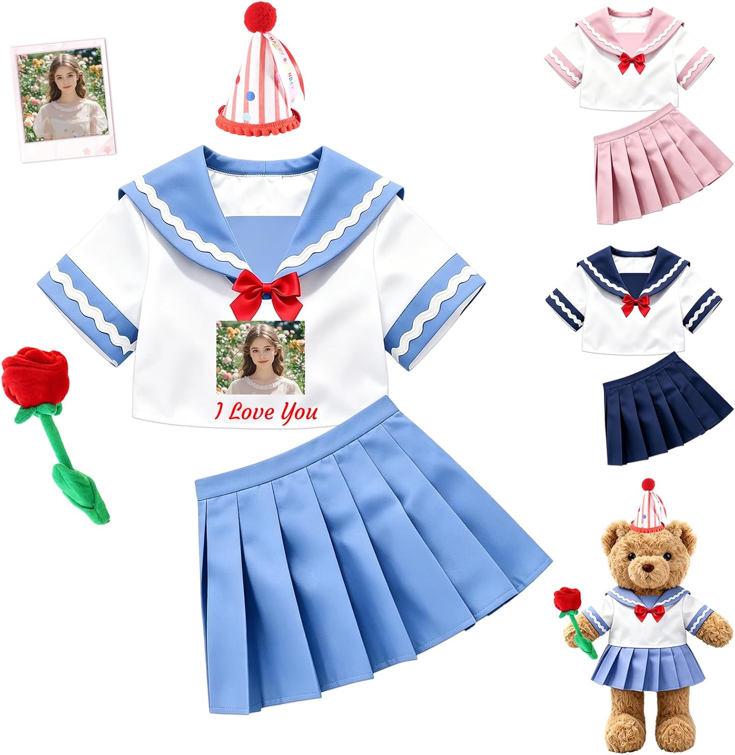 Custom Teddy Bear Doll Clothes Skirt Set Fit 8-16in Plush Toys