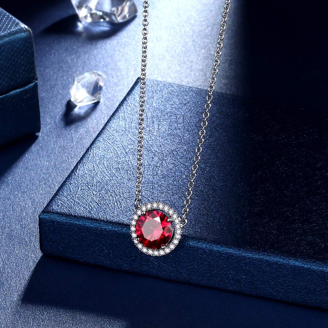 beautlace Birthstone Necklaces/Stud Earrings/Rings/Bracelets/Jewelry Sets Silver Plated Round Shape Birthstone Pendant Jewelry Birthday Gifts for Men and Women