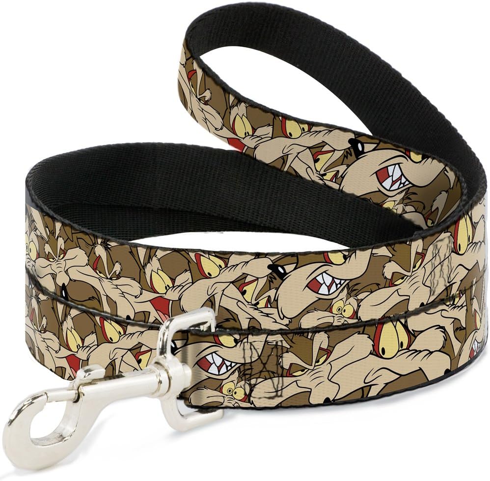 Dog Leash Wile E Coyote Expressions Stacked 6 Feet Long 1.0 Inch Wide