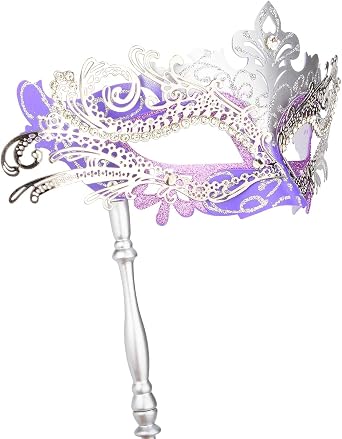 Hoshin Masquerade Mask with Stick, Mardi Gras Deecorations Venetian Masks for Womens
