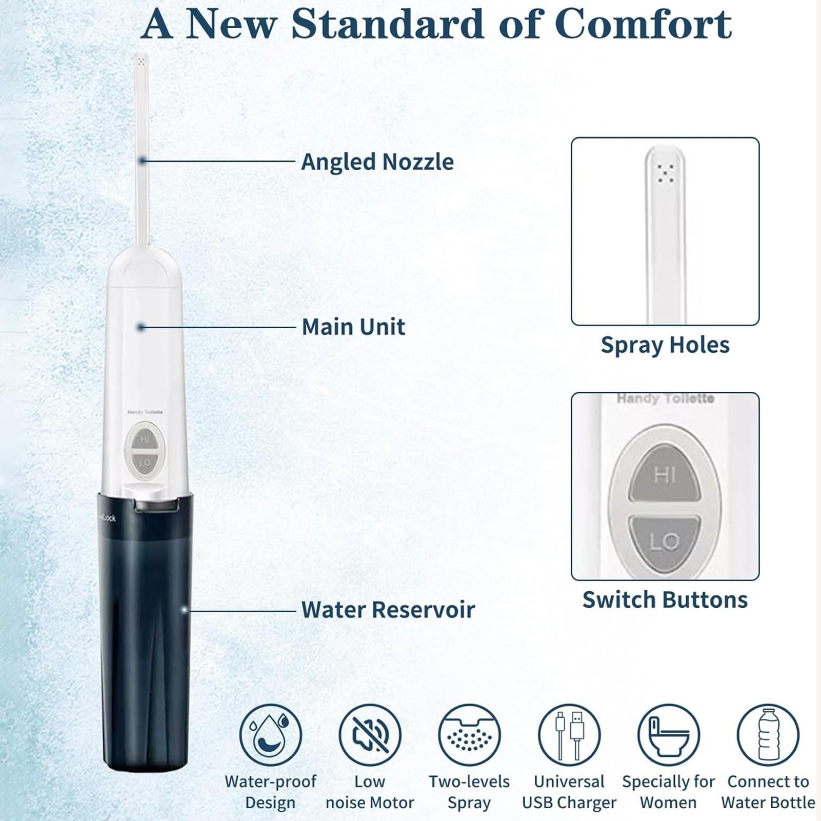 Bidet Portatile da Viaggio, Bidet da Viaggio Ricaricabile, spruzzatore for Bidet Elettrico Portatile ad Alta Pressione, Pulizia dell'igiene Personale, Cura lenitiva Postpartum, perineale