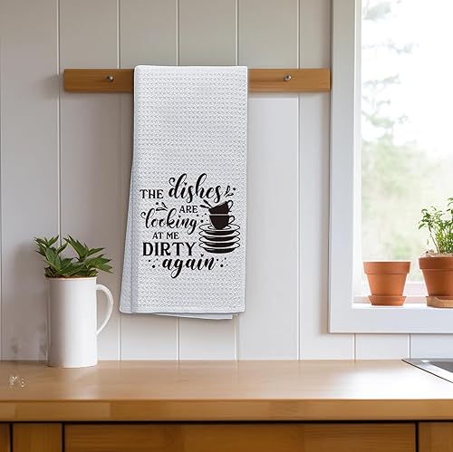 Miniatura 2 de Arosedmo The Dishes are Looking at Me Dirty Again - Toalla de cocina divertida, altamente absorbente, toallas de mano, decoración para ama de casa,