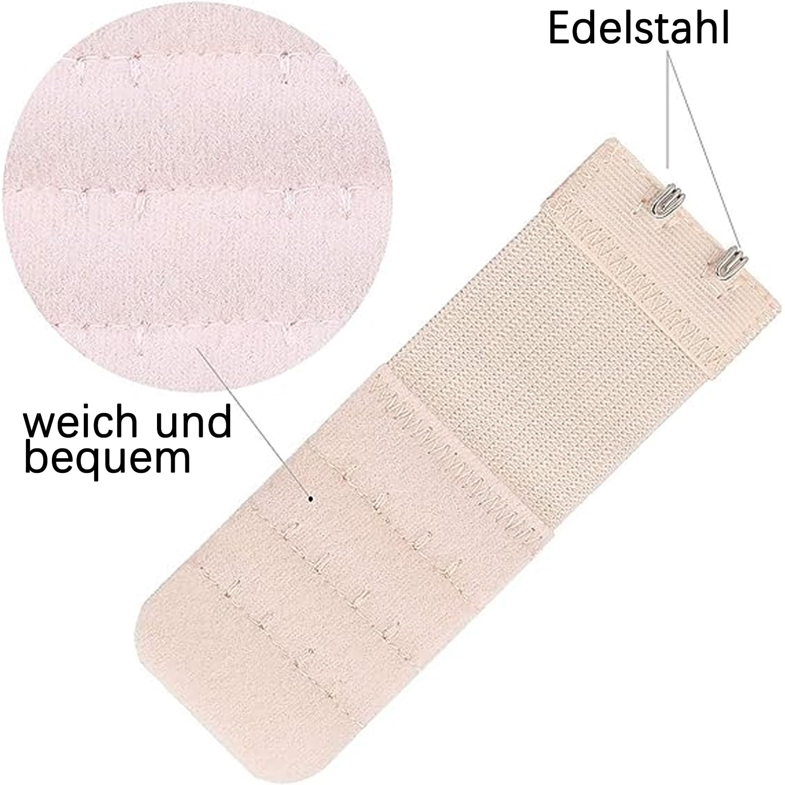 6 Stücke BH-Verlängerer, BH Erweiterung 2 Haken, BH Verschluss Verlängerung, BH Verlängerung, bequem und dehnbar, Set Geeignet Gewichtszunahme-Schwangerschaft-Stillzeit(Schwarz, Weiß, Hautfarbe)