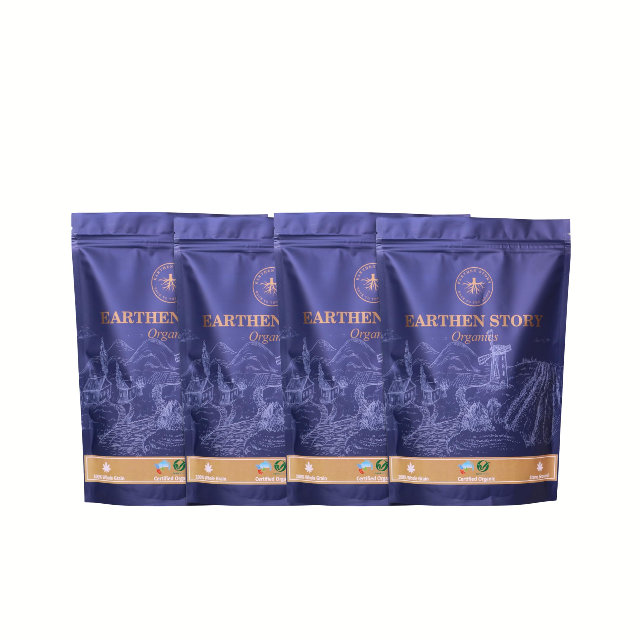 Earthen Story Certified Organic Millet Flour Combo, 3.6kg (900g Each) | Stone Ground, 100% Whole Grain Organic Millets Atta | Ragi flour, Jowar flour, Bajra flour, Barley flour atta (B08ZLPZ96L) Amazon Price History, Amazon Price Tracker