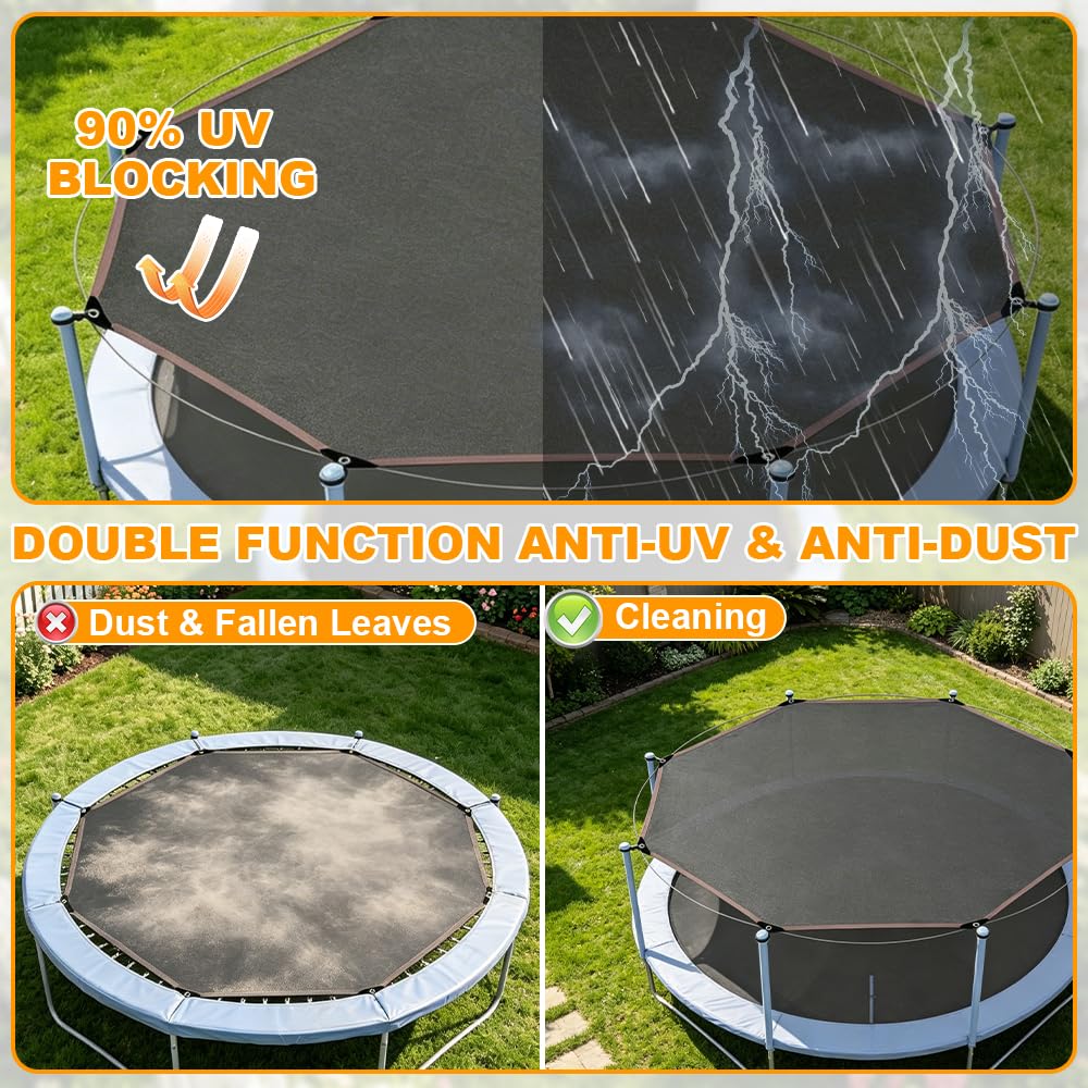 Trampolin Sonnenschutz Abdeckung Ø 305cm, Trampolin Überdachung Abdeckung für 8-Stangen-Trampolin, UV-Beständiges Sonnenschutznetz, Trampolin Zubehör für Outdoor, Hinterhof, Spielplatz