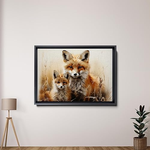Miniatura 2 de Fox Mother Cub Print, In The Style Of Stencil,Based, Kids Wall Art, Kids Wall Art Display, Mom And Baby Animal Art Print, Wall Art, Wall Decor