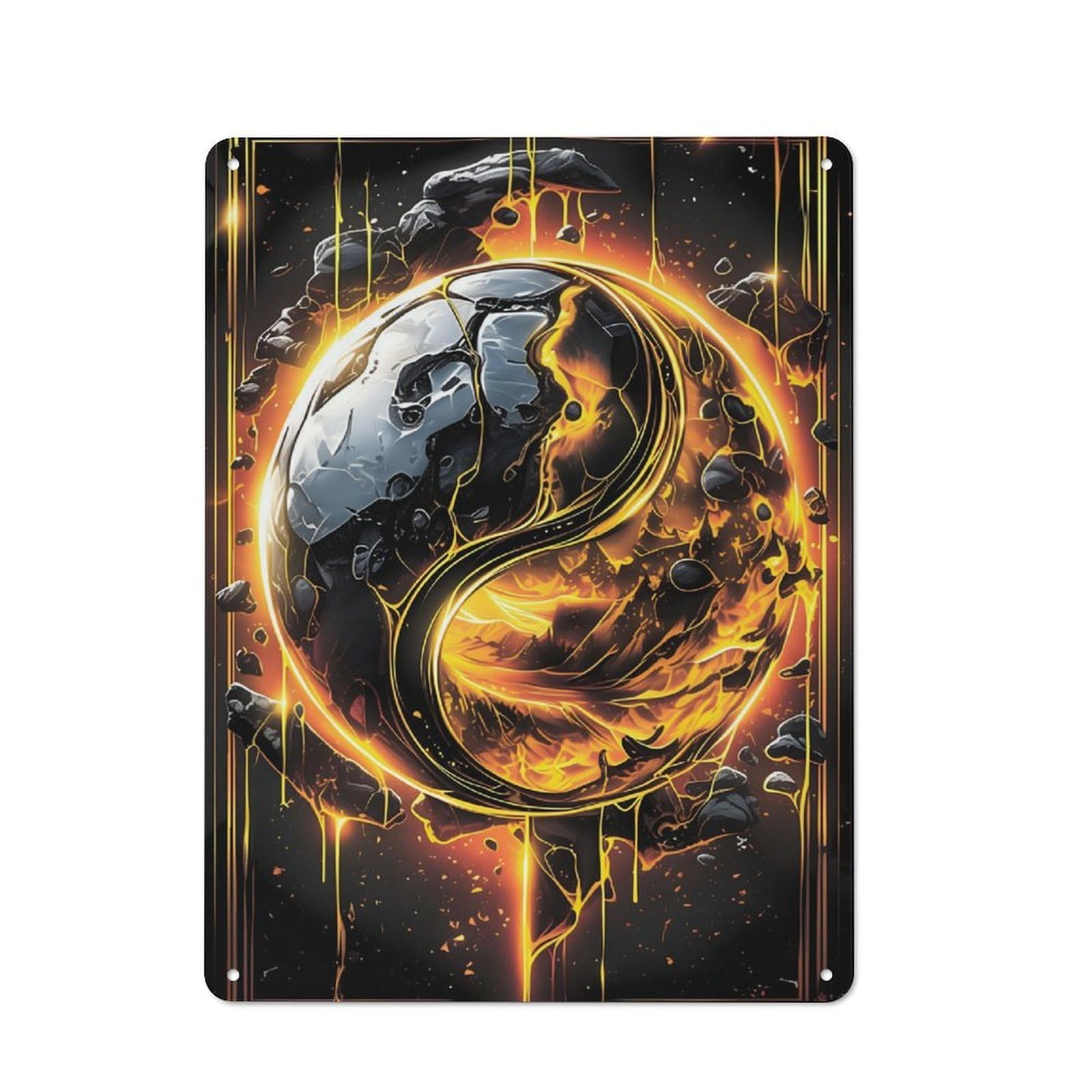 Junmoney Yin And Yang Kintsugi Retro Metal Wall Sign 40X30cm For Guest Room Or Hallway, New-Space Wall Decor For Home Decor Collectors