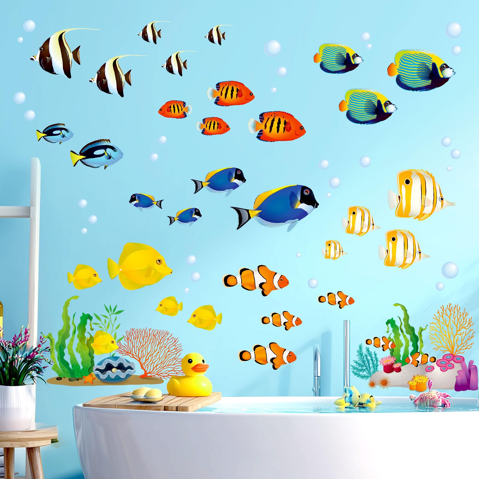 Amazon.co.jp: DECOWALL DS-8035 サンゴ礁の魚 (小) ウォール