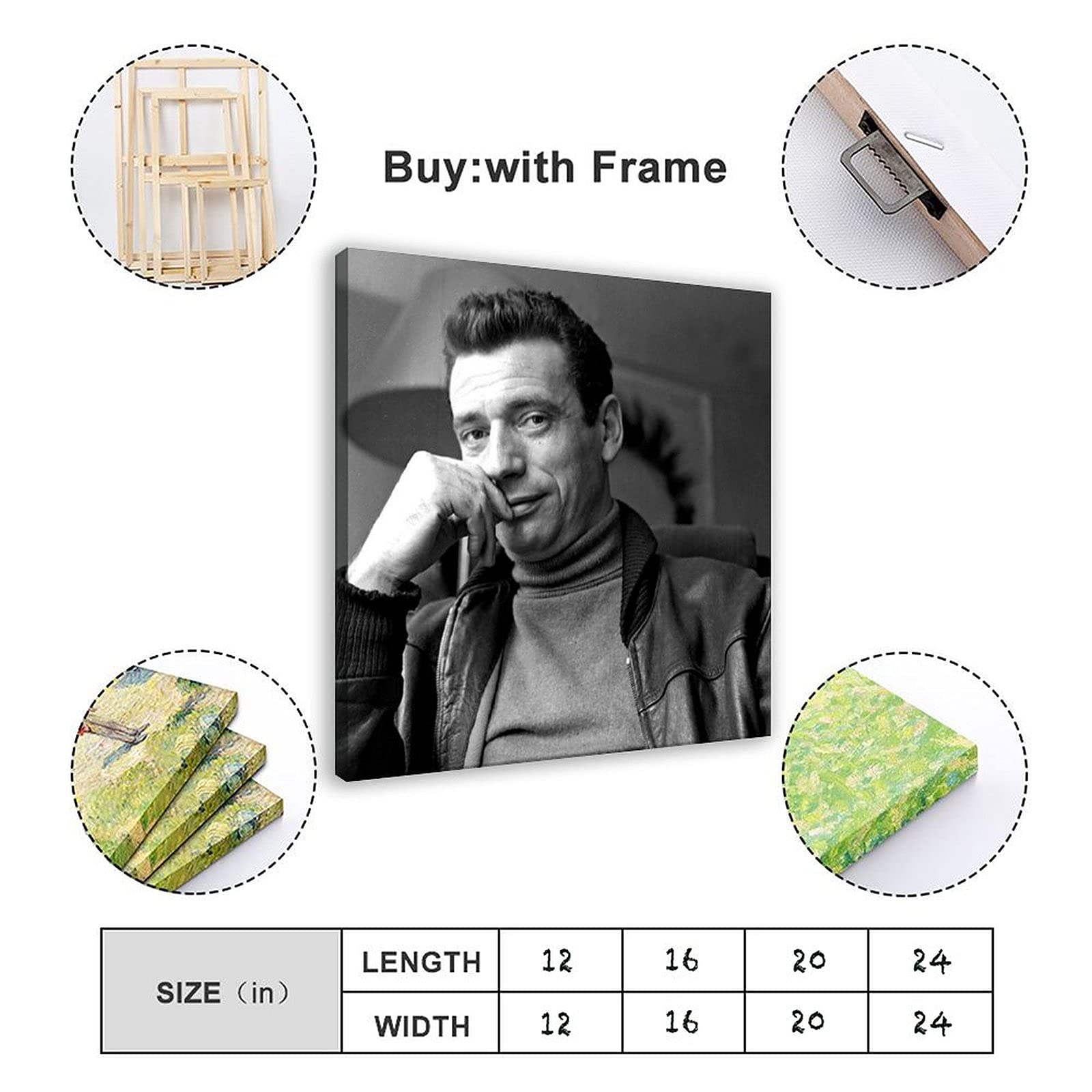 Poster sur toile de l'acteur Yves Montand 8 - Décoration murale pour salon, chambre à coucher - Sans cadre : 30 x 45 cm