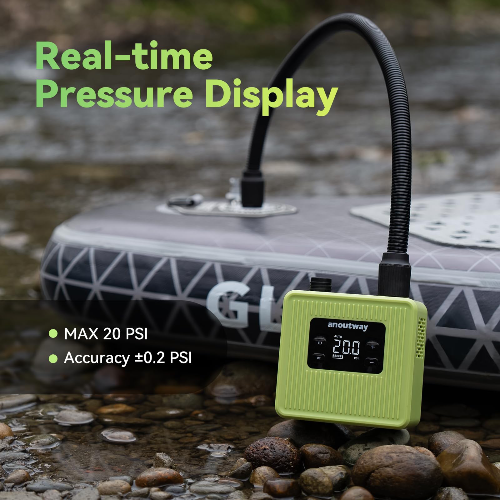 Mini Pompe électrique Rechargeable 20 PSI pour Paddle Board – Gonflage/dégonflage Rapide à Double étage, arrêt Automatique, Portable pour Sup, Bateaux, Kayaks