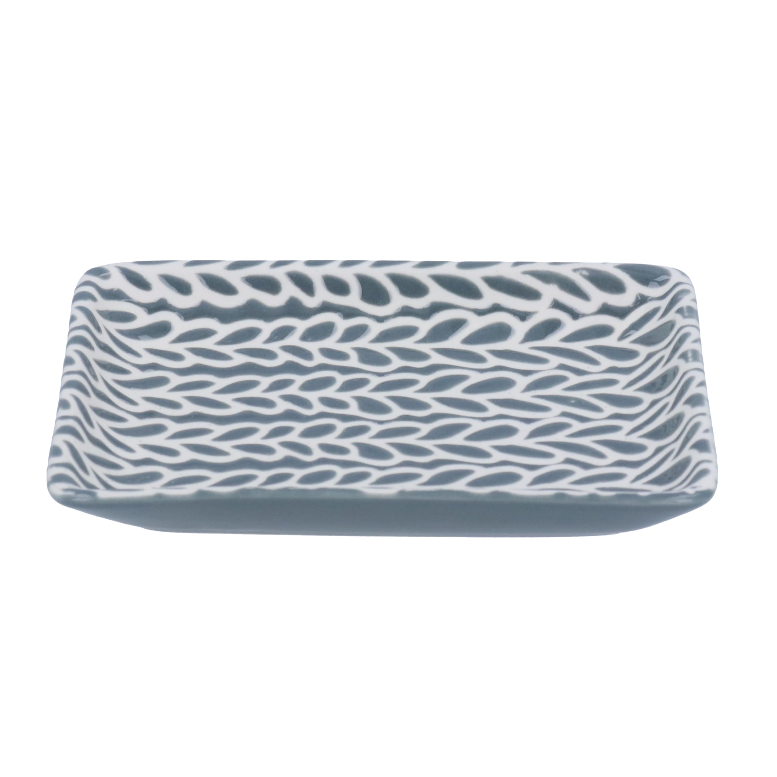 Gisela Graham Grey Ceramic Trinket Dish, Leaf Pattern, Small