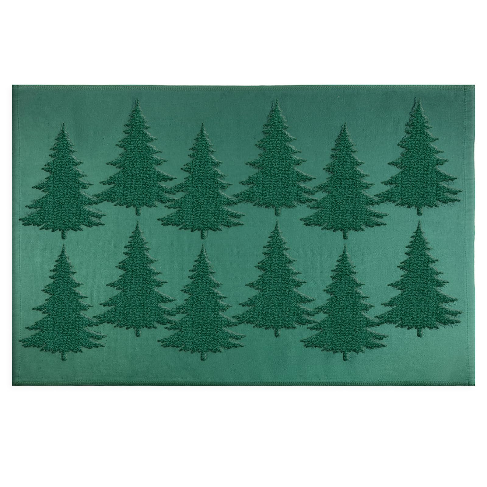 1pcs Bath Mat Towel 100% Cotton 3D Jacquard Dark Green Floor Towel Holiday Bathroom Rug Xmas Bathmat Winter Hotel Spa Shower Bathtub Mat Vintage