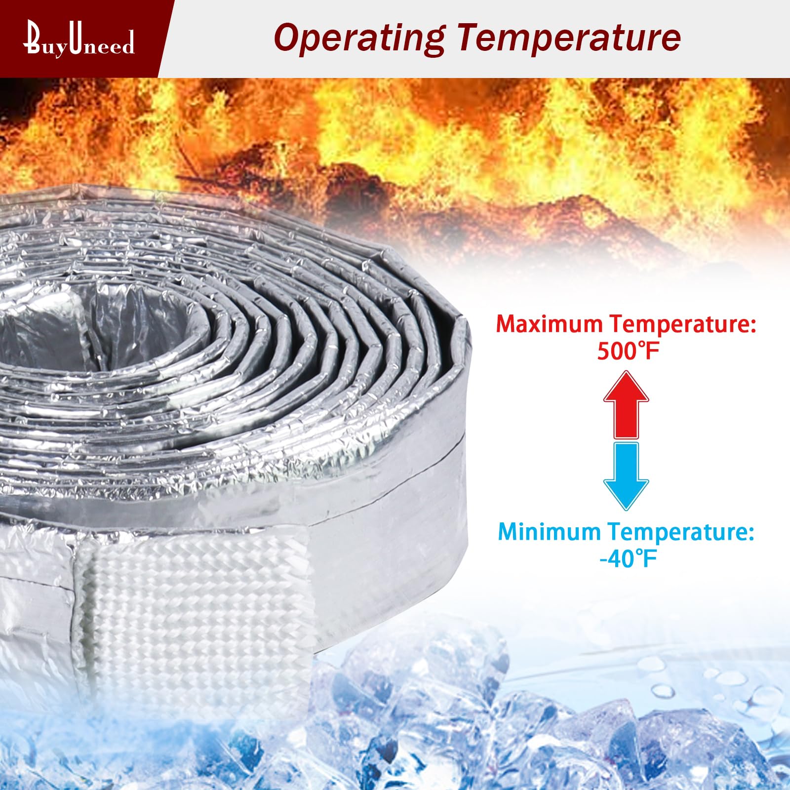 BuyUneed Car Aluminized Sleeving Heat Sheathing Roll Heat Radiant And Prevent