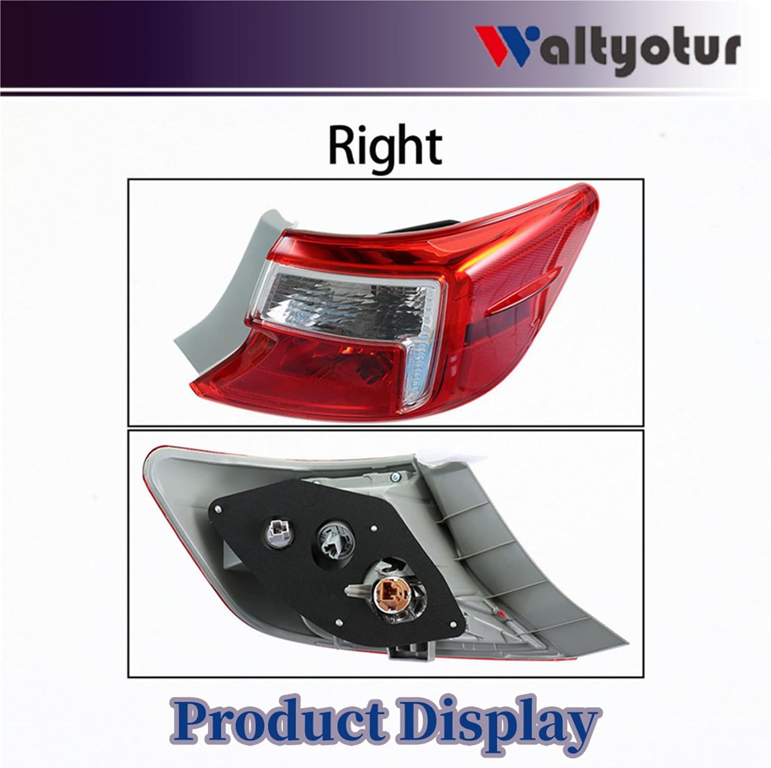 waltyotur Outer Clear/Red Right Left Driver Passenger Side Tail Lights Brake Lamp Tail Lights Brake Lamp Tail Light Brake Lamp Replacement for 2012-2014 Camry w/Bulbs