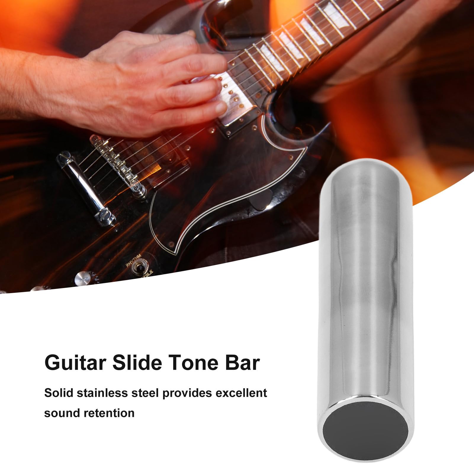 SEAFRONT Guitare Slide Bar Tone Bar Rond en Acier Inoxydable Solide pour Guitare et Basse Remplacement de Barre de Curseur Accessoire