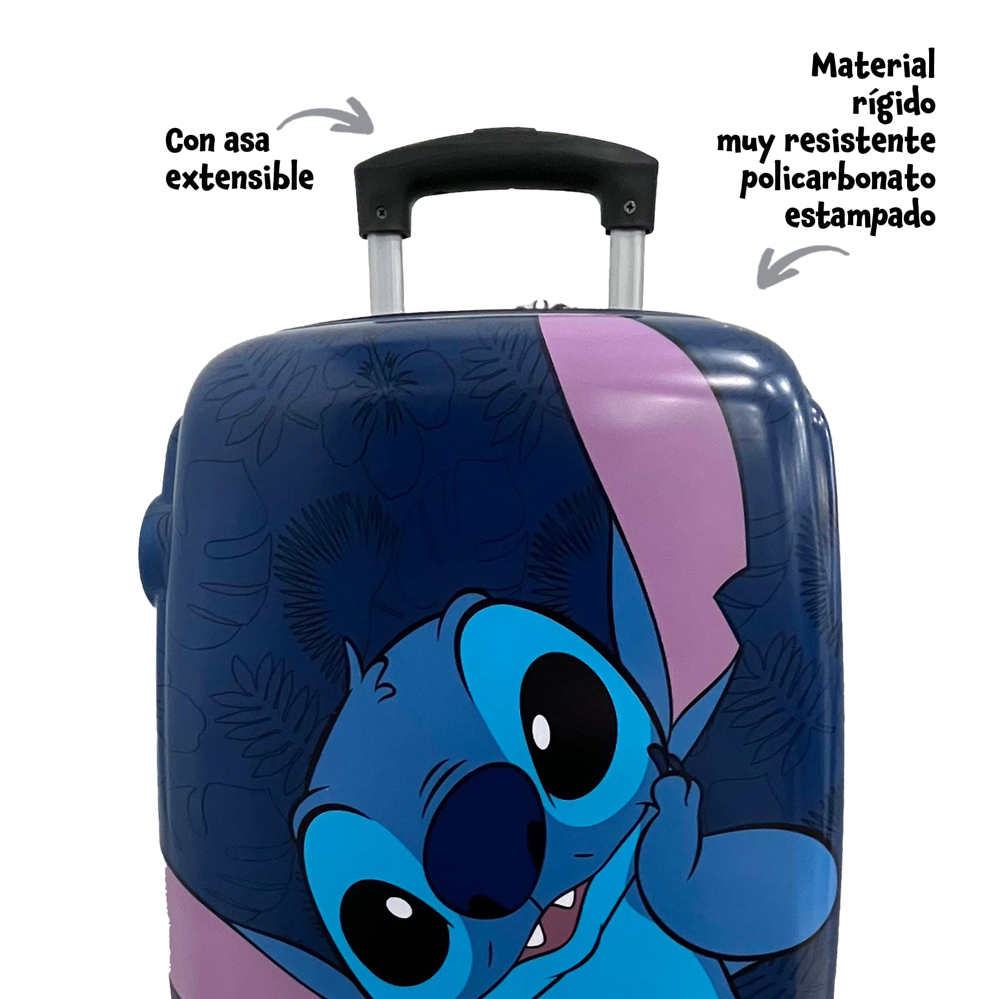 Disney Walizka Stitch Cabin - 4 kółka obrotowe i wielokierunkowe - niestandardowe podwójne kółka - bardzo wytrzymała walizka twarda z wysuwanym uchwytem - 50 x 33 x 20 cm, Biały, 50 x 33 x 20 cm