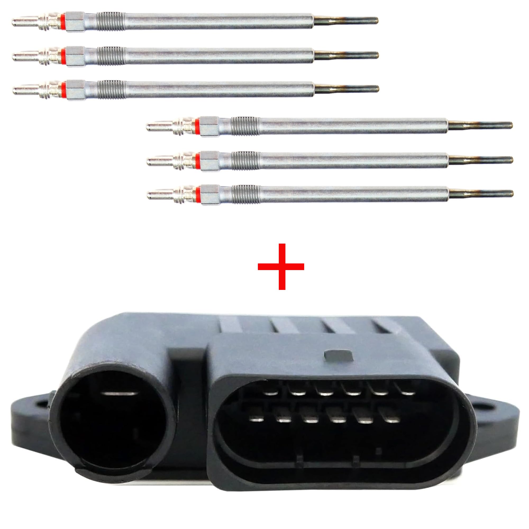 Partsline Boîtier + 6 Bougies de Préchauffage compatible avec Classe C, Classe E, Classe G, Classe GL, Classe M, Classe R, Classe S, CLK, CLS, Sprinter - Réf A6421530379 A6421532079