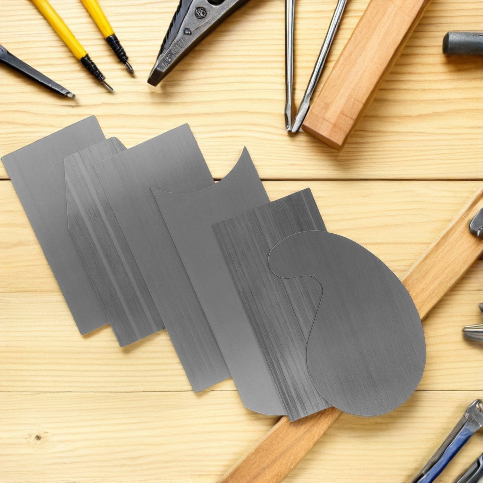 jojofuny 2 Set Raschietti in Acciaio per Lavorazione Legno Design Ergonomico e Multiforme per Finitura di Superfici in Legno, Strumenti di Precisione per Falegnameria
