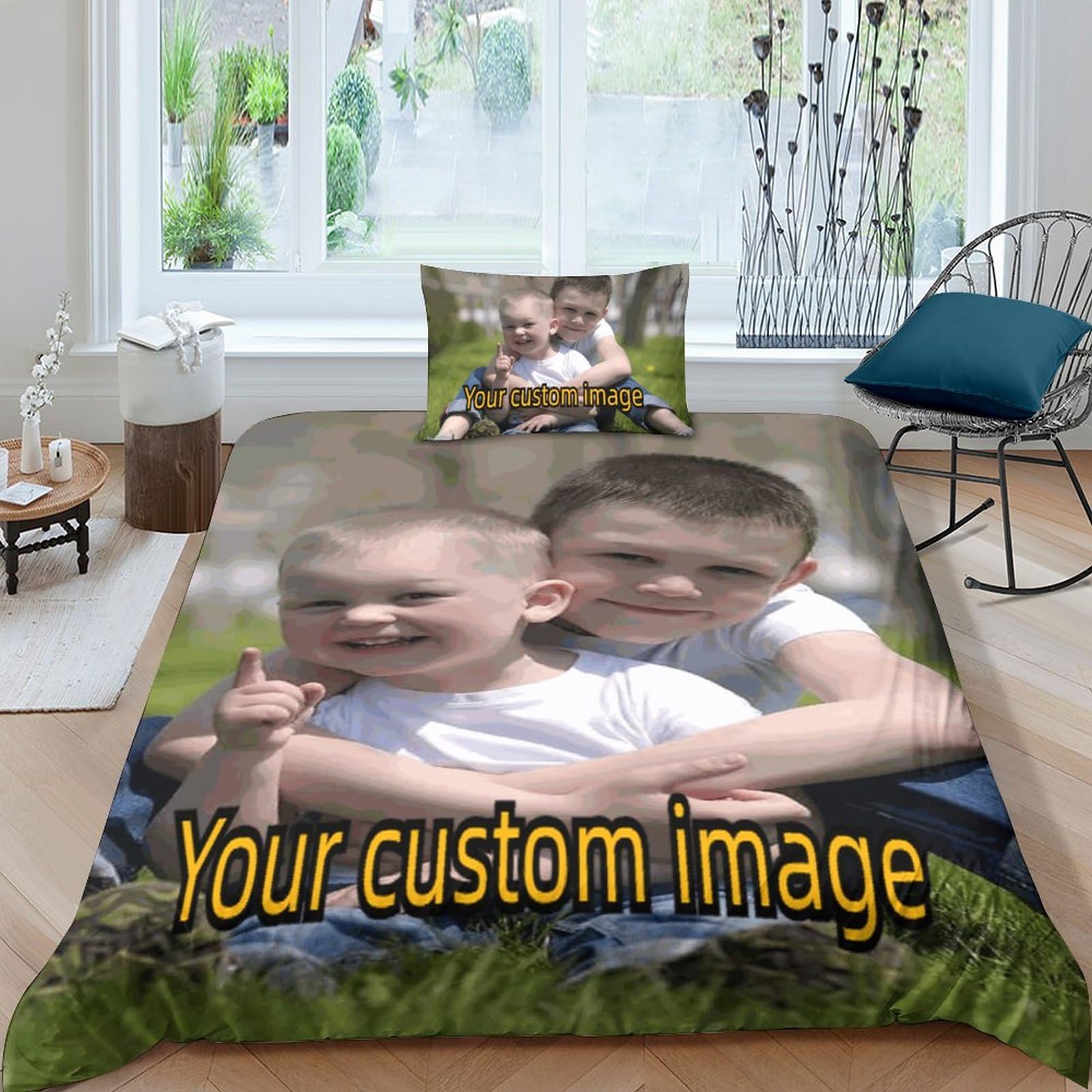 Parure de lit enfant personnalisable avec photo pour décorer une chambre de garçon ou fille