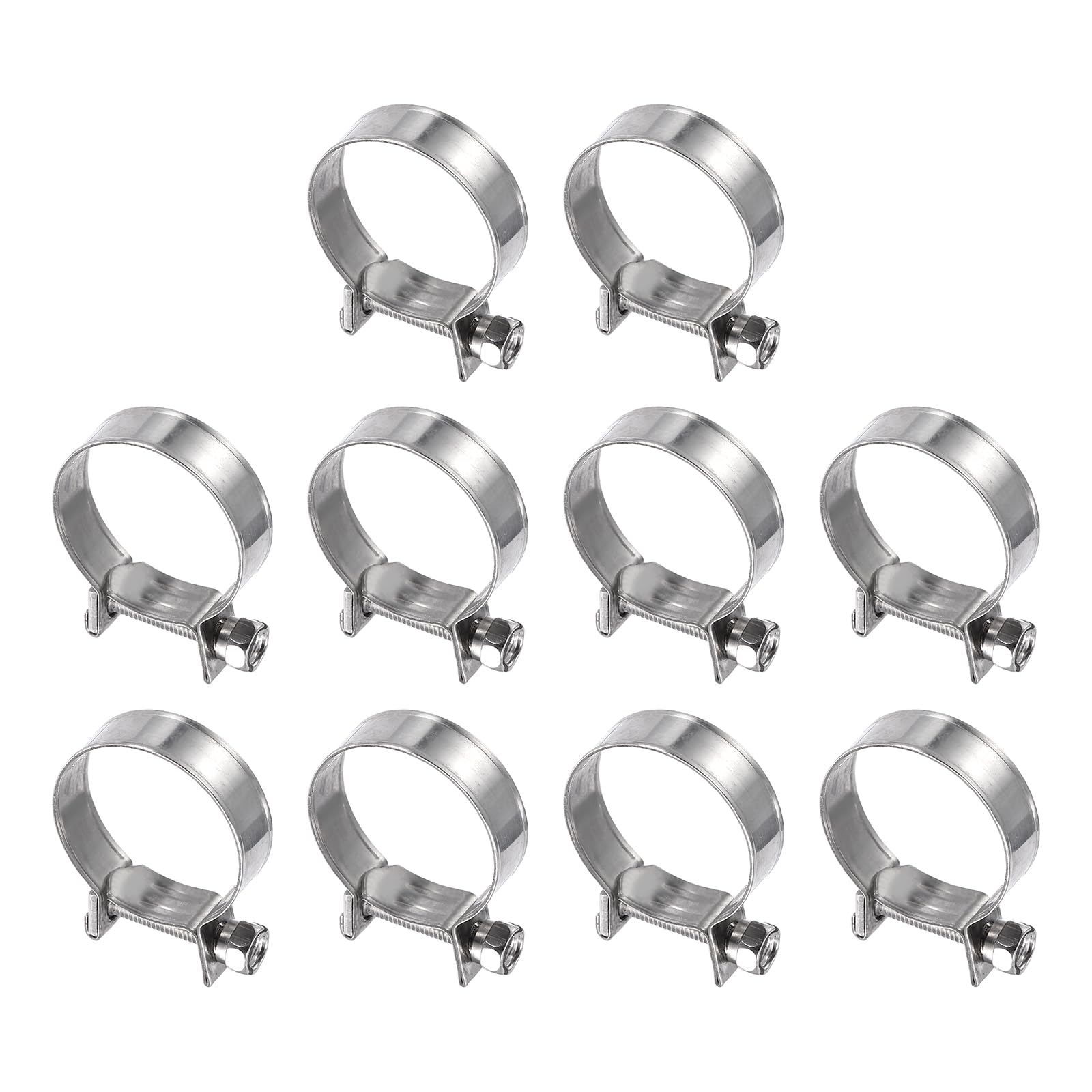 sourcing map 10pcs Fuel Injection Hose Clamp 24-26mm Adjustable 304 Stainless Steel Mini Gas Line Hose Clamp for Automotive Agriculture Plumbing Diesel Petrol Pipe