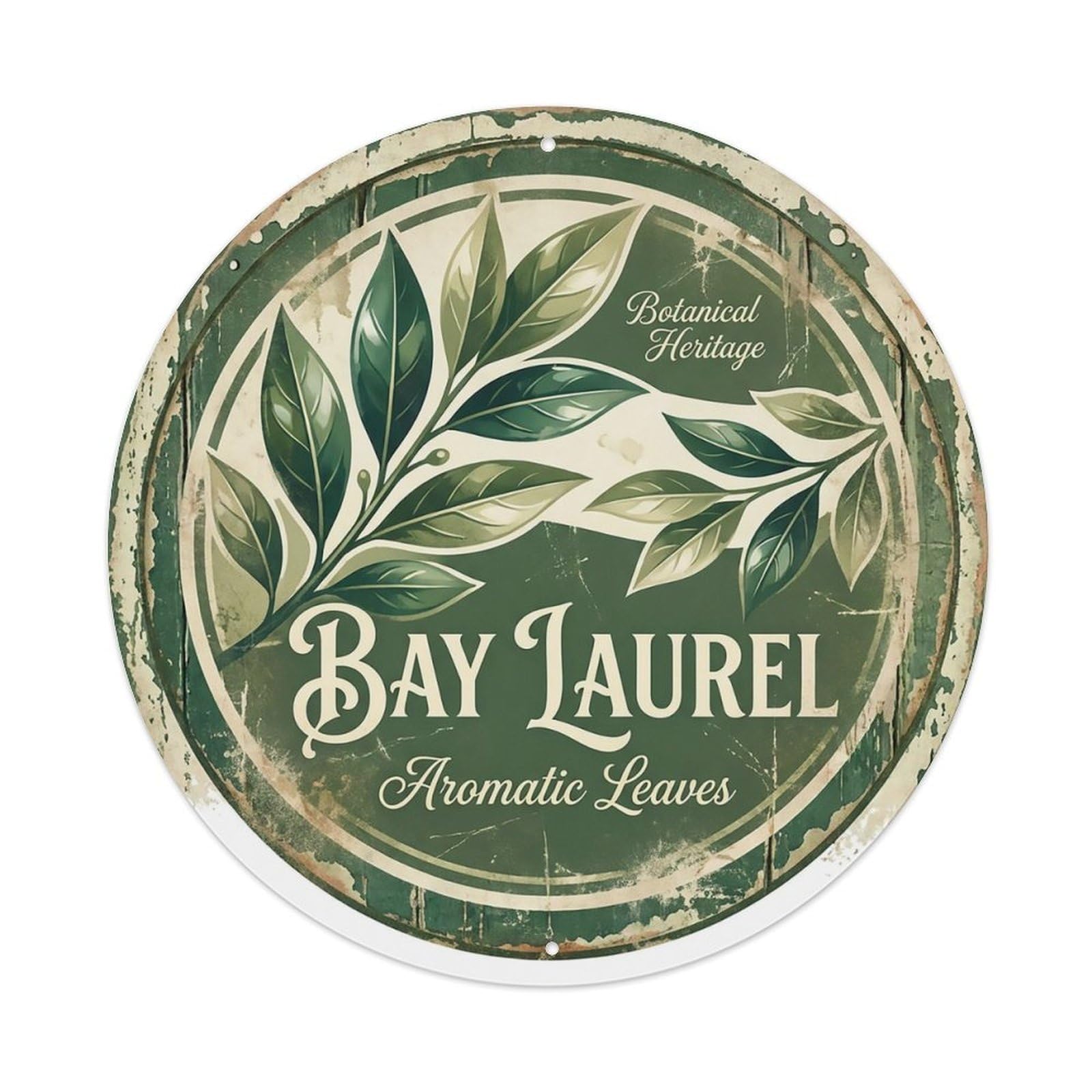Cxhjca 8X8inch(20X20cm) Vintage Cottagecore Garden Bay Laurel Aromatic Leaf Metal Tin Sign