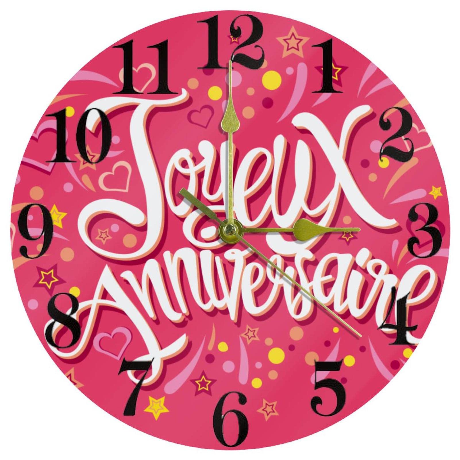 Horloge murale Rose 25,4 cm pour cuisine et bureau sans bruit