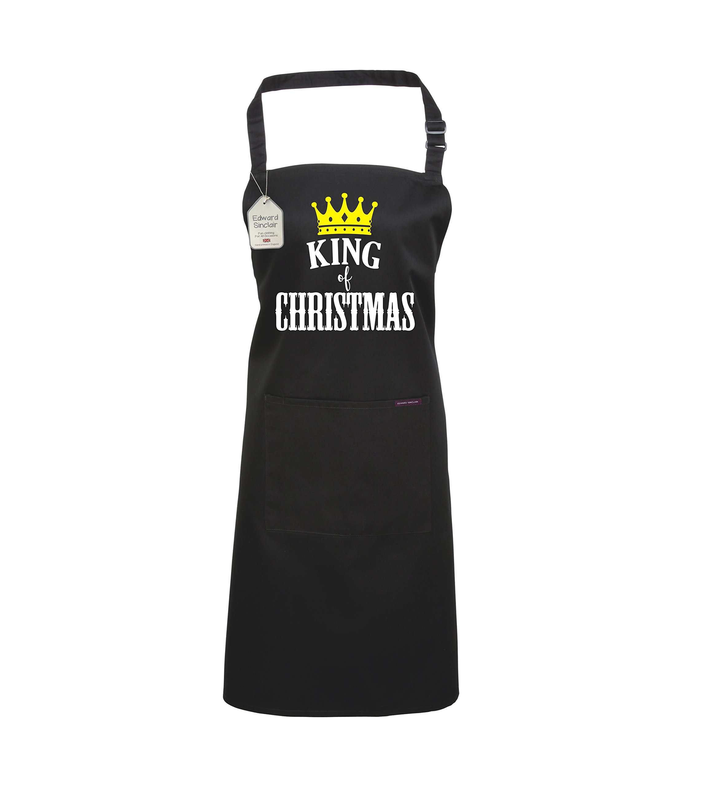 Edward Sinclair Black Apron King of Christmas with White and Yellow Print