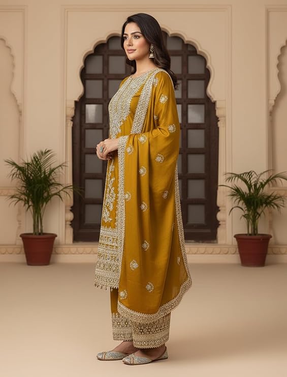 Silk Blend Fancy Pakistani Suit with Dupatta