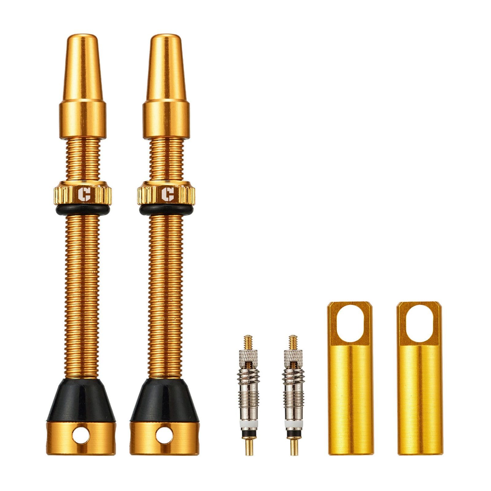 Corki Cycles Tubeless Presta Valve Stem 40 44 55 60 80 100mm with 2PCS Valve Core and 2PCS Remover Tool (Black Red Gold Rainbow)