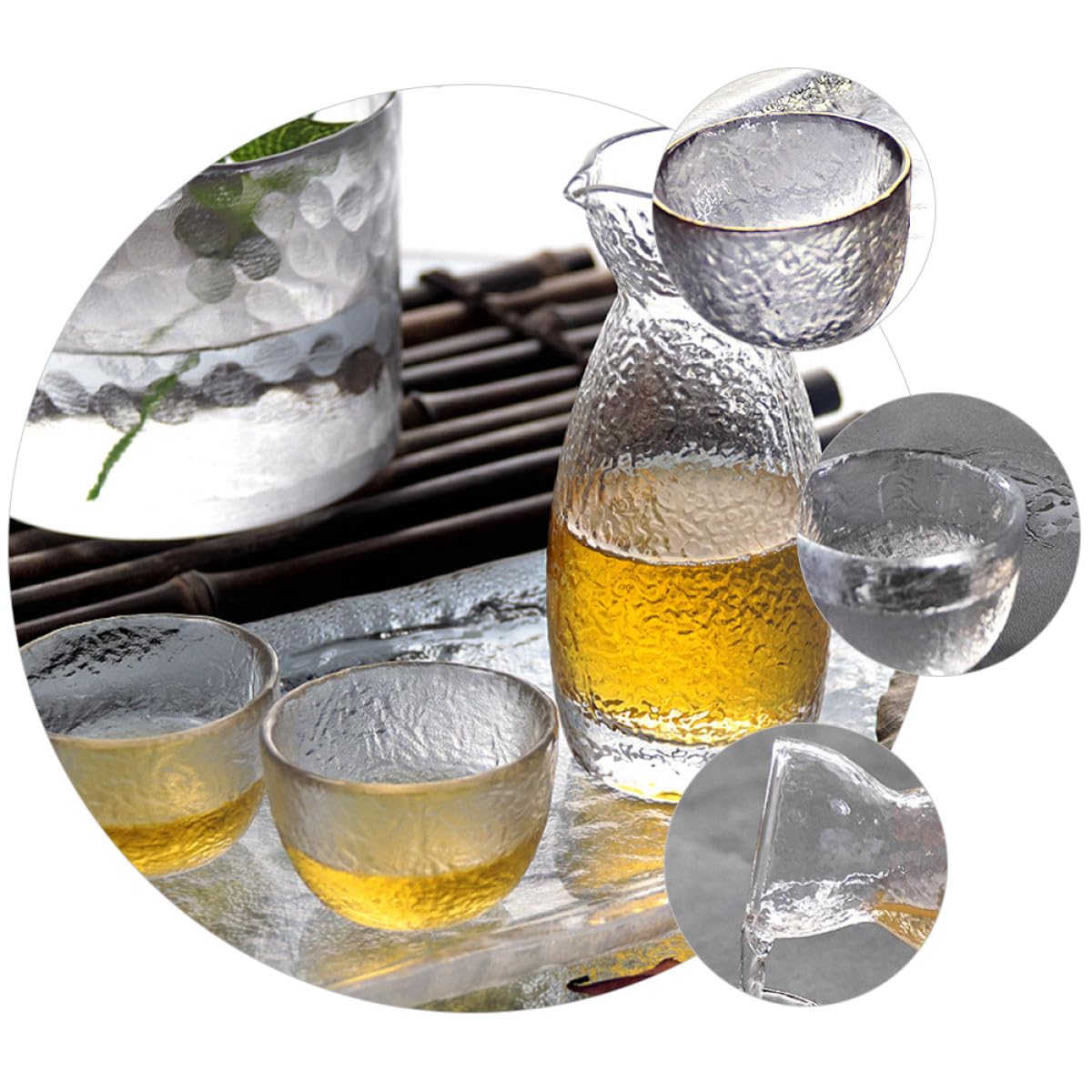 Set de Verres à Saké Japonerie Créatifs en Verre Martelé et Inodore pour Occasions Spéciales et Bars
