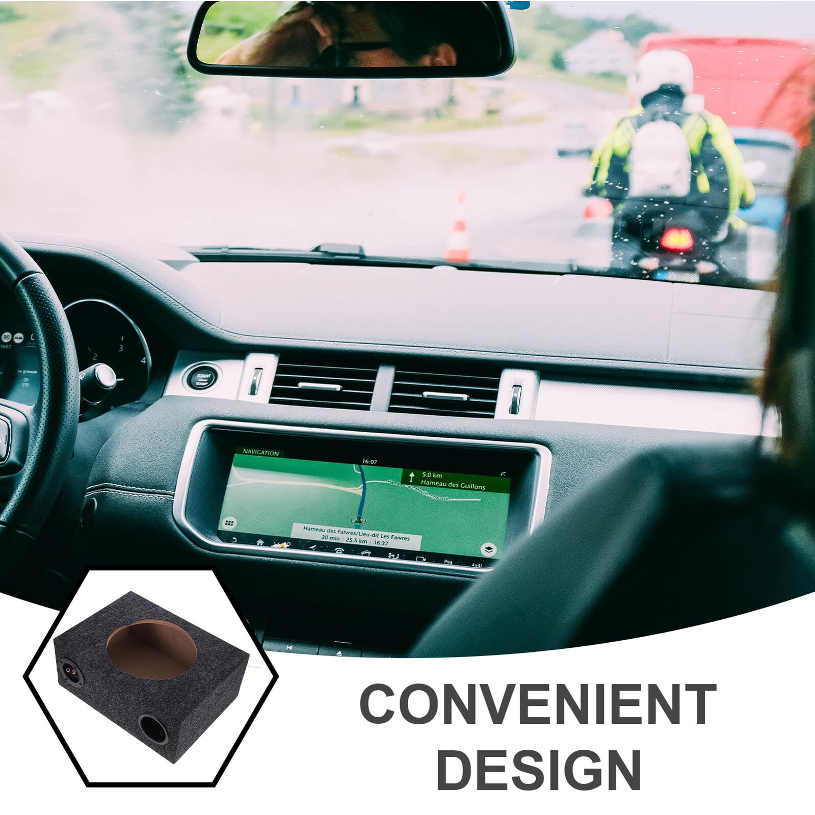 Didiseaon Box per Subwoofer Auto 10 Pollici, Custodia Rigida in Legno e Abs Copertura Protettiva, Contenitore per Subwoofer Singolo Installazione Semplice per Impianto Audio Veicolare