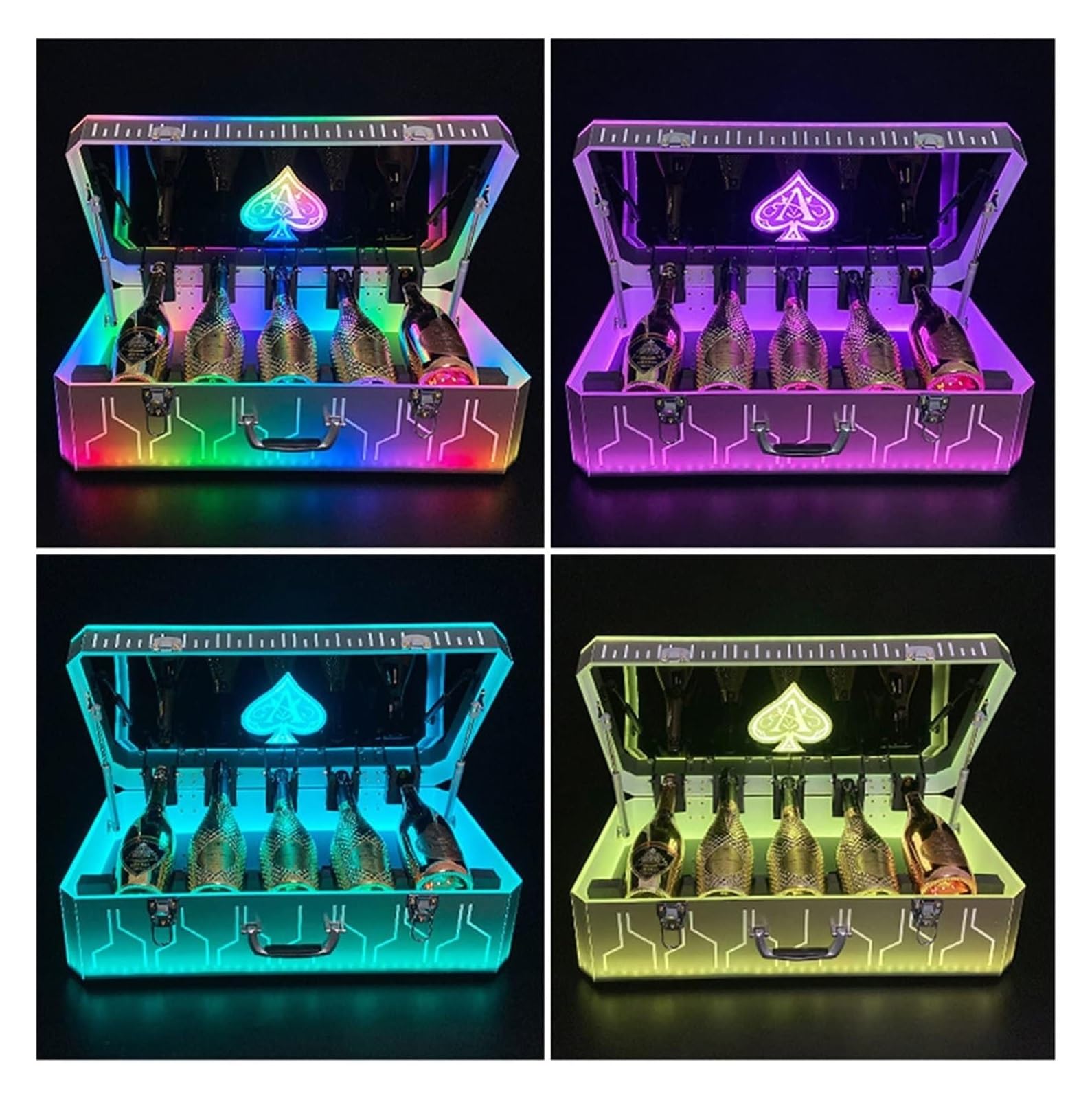 Presentatore for bottiglia di champagne Ace of Spades con luci LED regolabili - 7 colori - Perfetto for locali notturni ed eventi