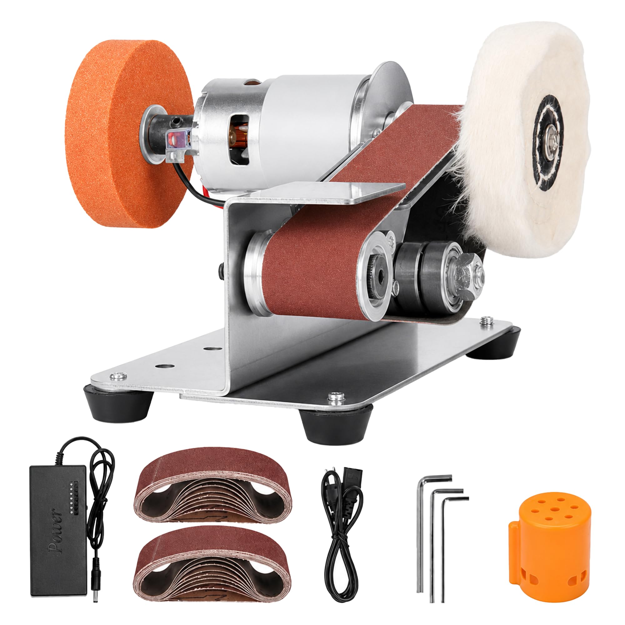 Lifegogo 3-in-1 Mini Belt Sander for Metal - Electric Bench Grinder