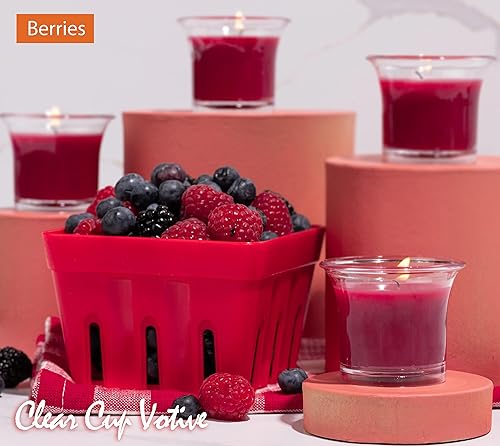 Miniatura 44 de HYOOLA Clear Cup Velas votivas perfumadas – Blanco – 12 horas de tiempo de combustión – Paquete de 4 – Fabricado en Europa Blanco,Amarillo