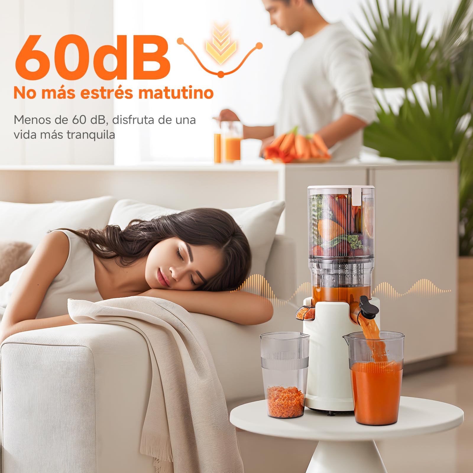 Aobosi Licuadora prensado en frio, Extractor de zumos y frutas con motor silencioso, 1.5 L, 200 W, Extractor de jugos Cold Press Slow Juicer Machine con Sinfín Mejorado