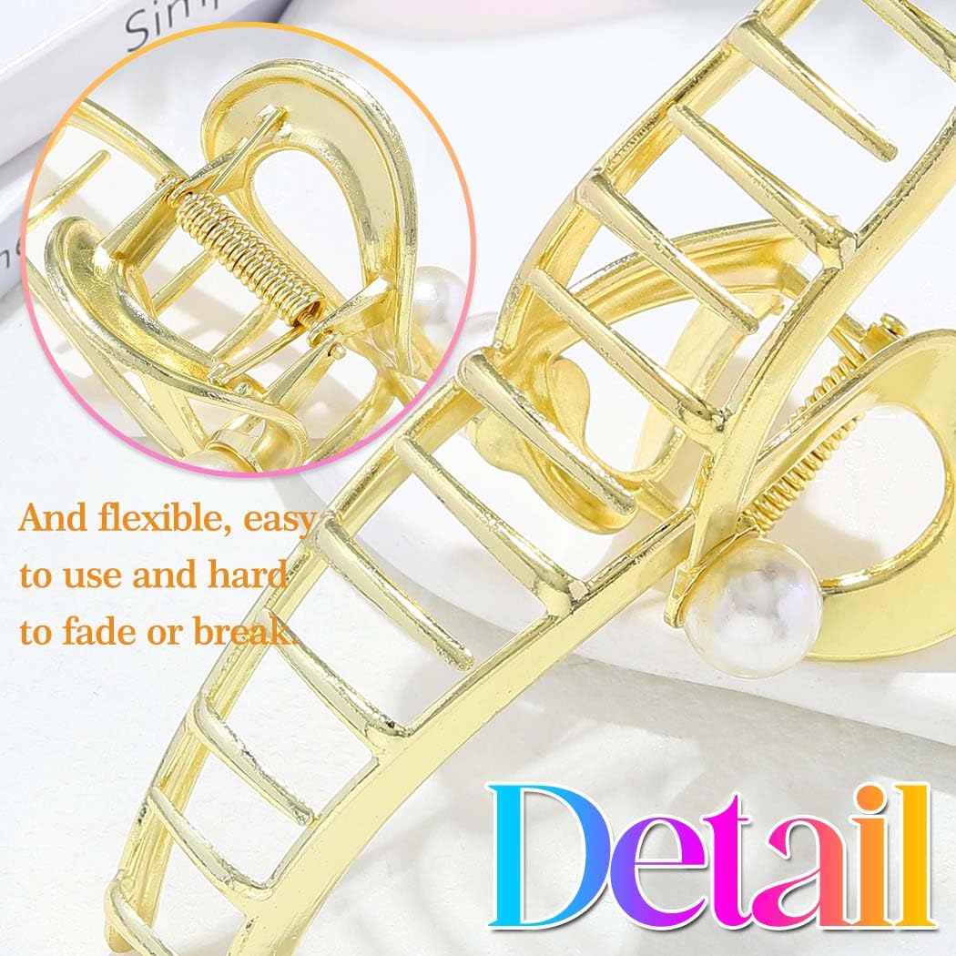 Fashey Metal Claw Clip Gold Hair Clips Large Hair Claws for Thick Fancy Hair Accessories for Women - Image 4
