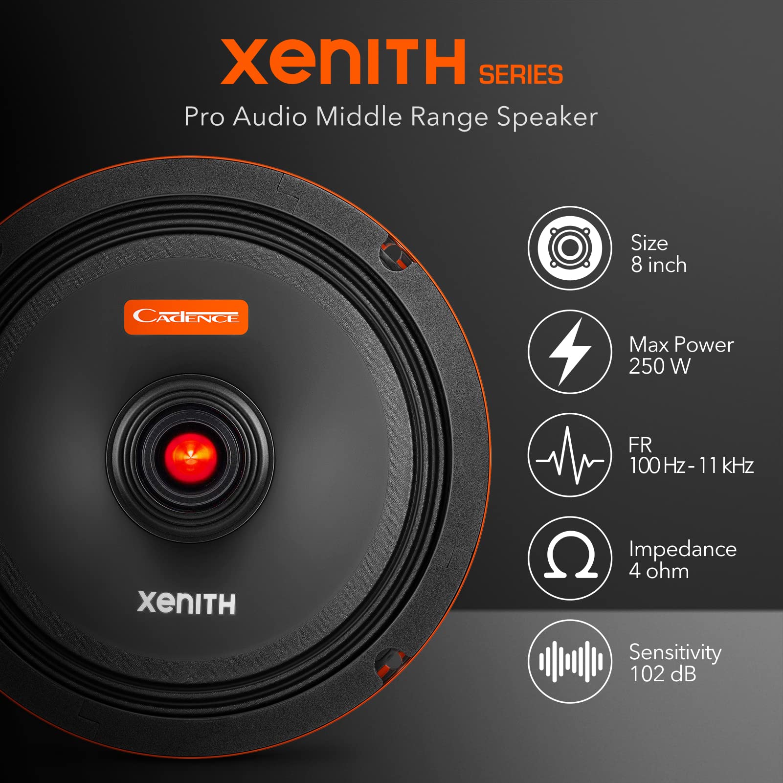 Cadence XM84Vi 8 inç 4 Ohm Vokal Orta Sınıf Araba Hoparlörü
