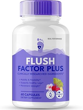 Flush Factor Plus Capsules, FlushFactor Plus Supplement Pills, Flush FactorPlus Maximum Strength, Flexibility & Healthy Legs, FlushFactorPlus Advanced Formula, Flush Factor Plus Reviews (60 Capsules)