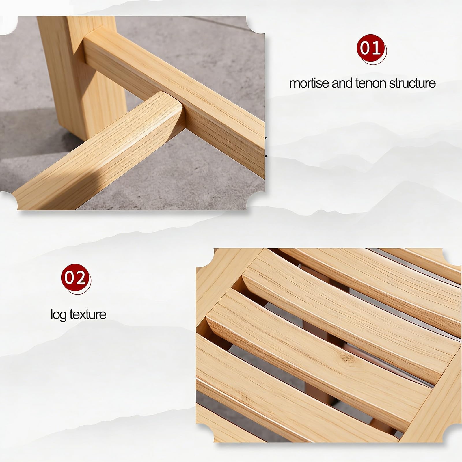 Genérico Taburete Madera，Taburete Ducha Banqueta Robusta, Asiento De Baño De Madera Maciza, Banco Ducha Resistente Al Agua, para Sala De Estar, Dormitorio, Asiento SPA