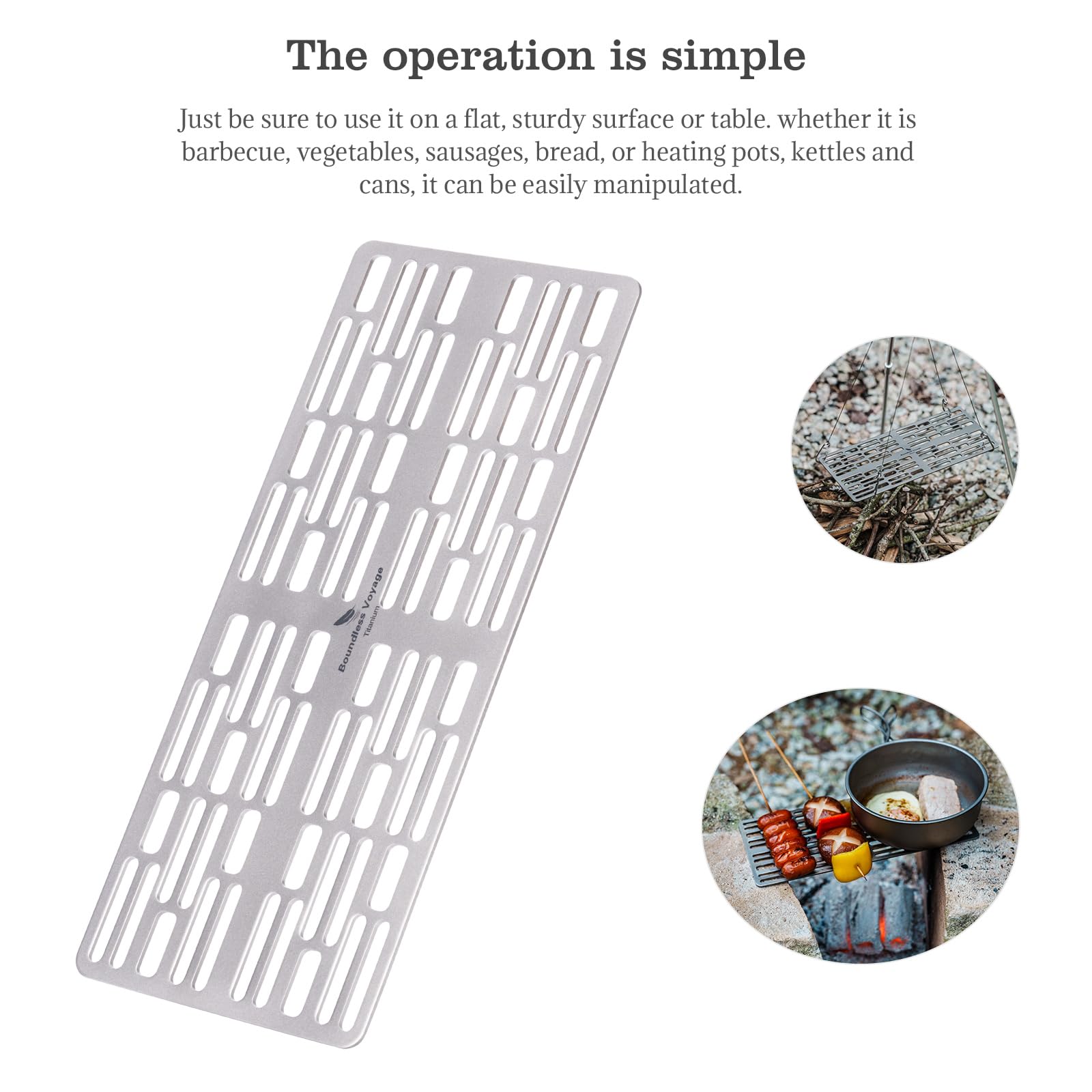 IBasingo Ti2021C Mini Grille En Titane Pour Camping, Cuisson, Barbecue, Jardin, Trekking, Randonnée, Pique-nique, Randonnée, Maison, Pour 1 Personne