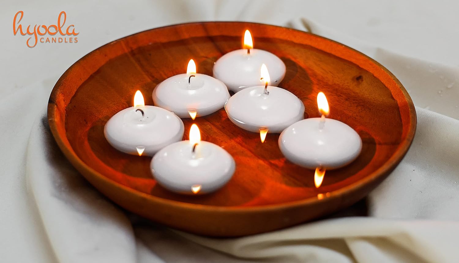 HYOOLA Premium White Floating Candles 1.75 Inch - 3 Hour - 60 Pack - European Made