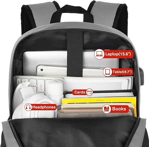 Miniatura 4 de YAMTION - Mochila escolar, mochila clásica unisex para adolescentes con puerto USB para preparatoria, universidad, oficina, trabajo y viajes