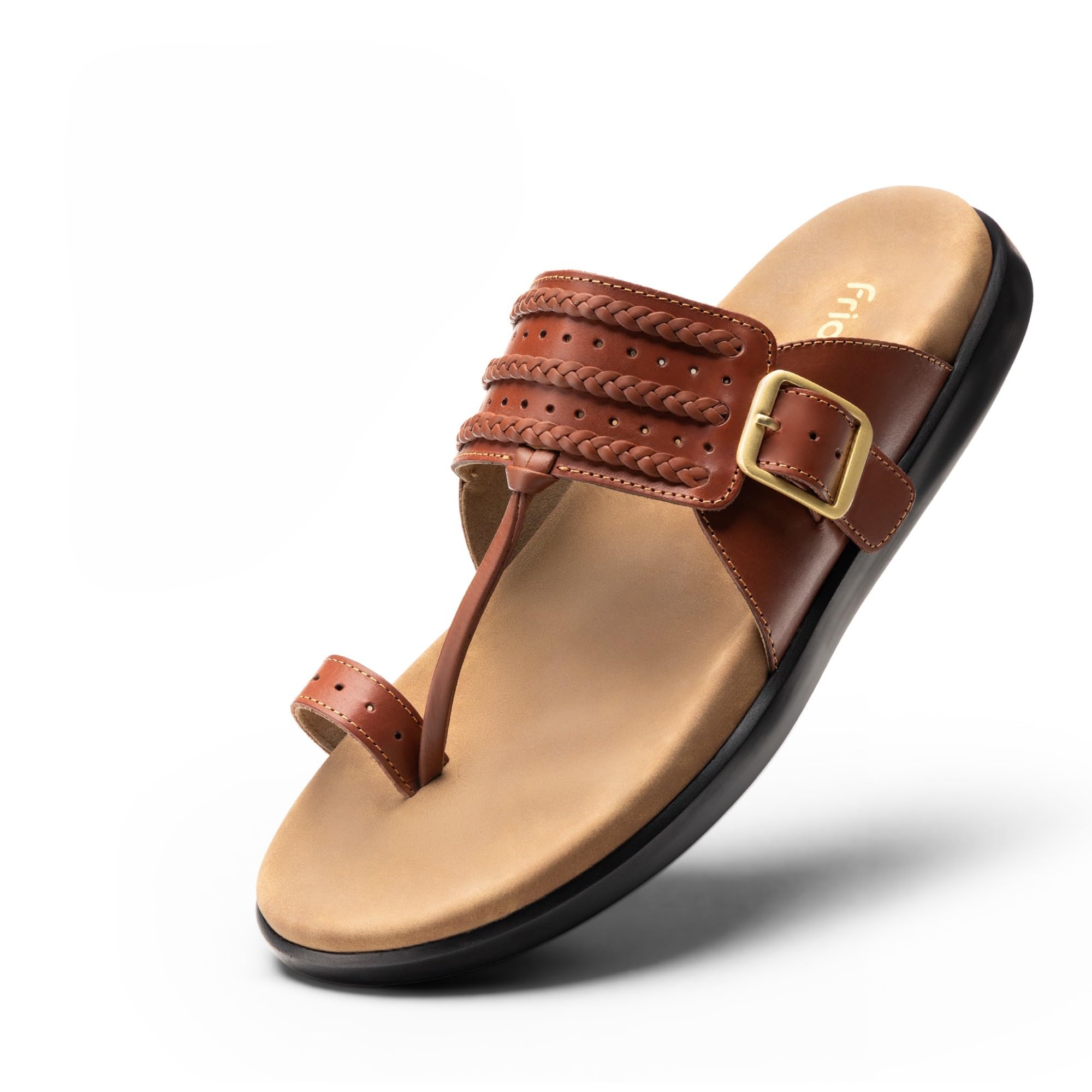 Puneri Chappal for Men | Ergonomic Traditional Indian Leather Sandals with Memory Foam, Wide Toe Box & Zero Drop Design | Adjustable Ethnic Footwear-image-12