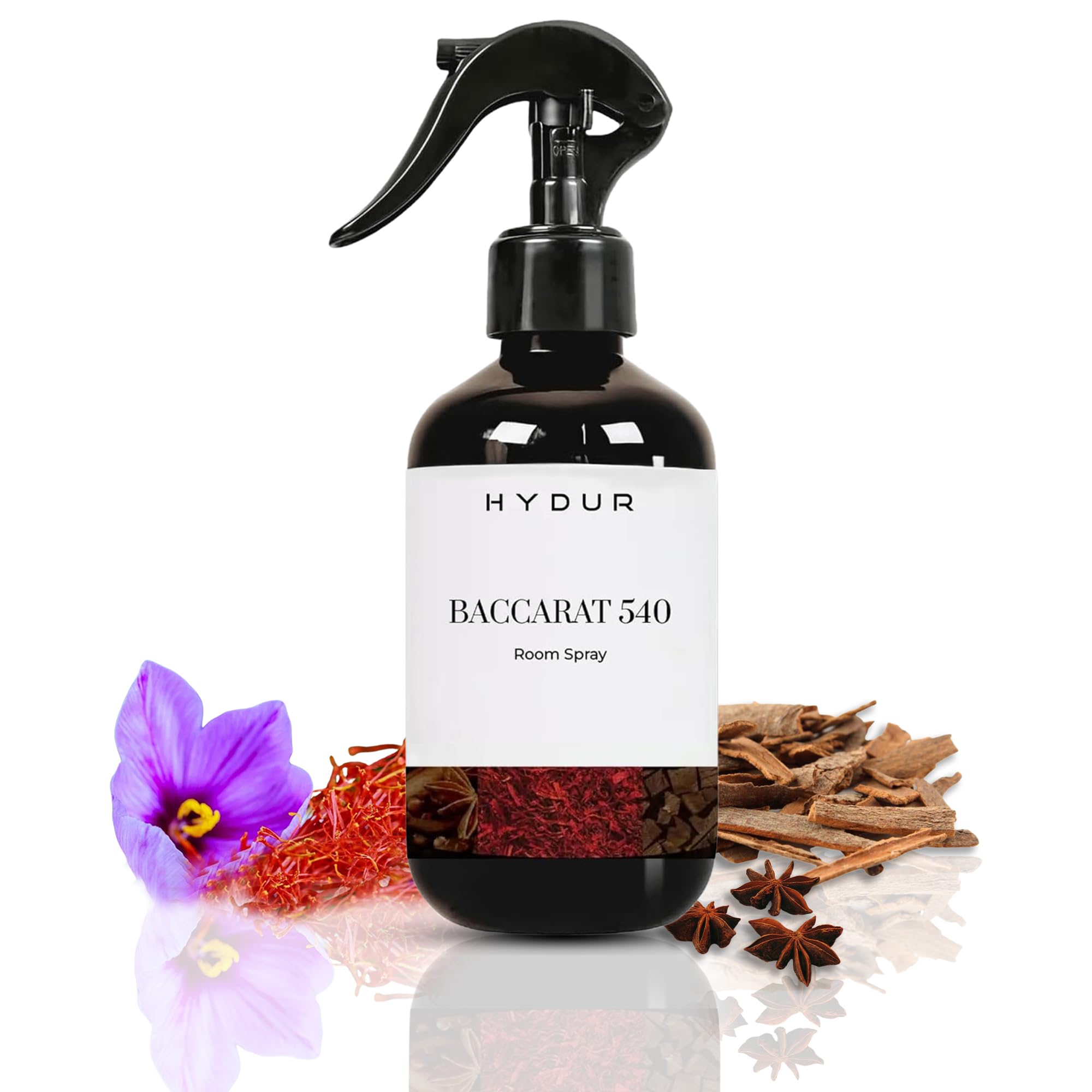 Hydur Baccarat 540 Room Spray | Oriental Floral Fragrance with Ambergris and Cedarwood Scent | Home, Office, Car and Bathroom Air Freshener | Travel Friendly Fine Mist Trigger 300ml Bottle — image 1