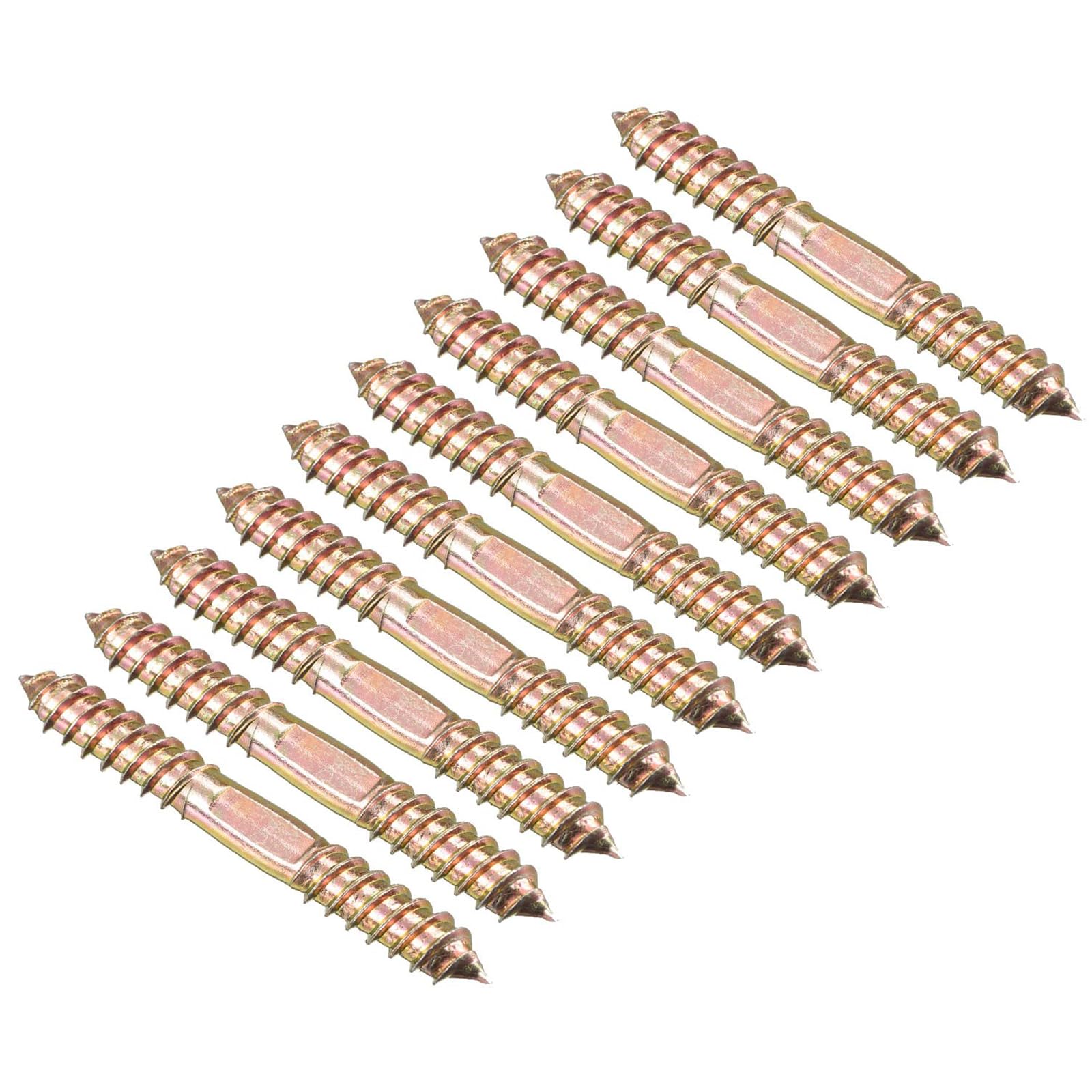 TOP-VIGOR 12Pcs Hanger Bolts, M10x80mm Double Ended Self-Tapping Thread Wood to Wood Dowel Screws, Double Ended Dowel Screws