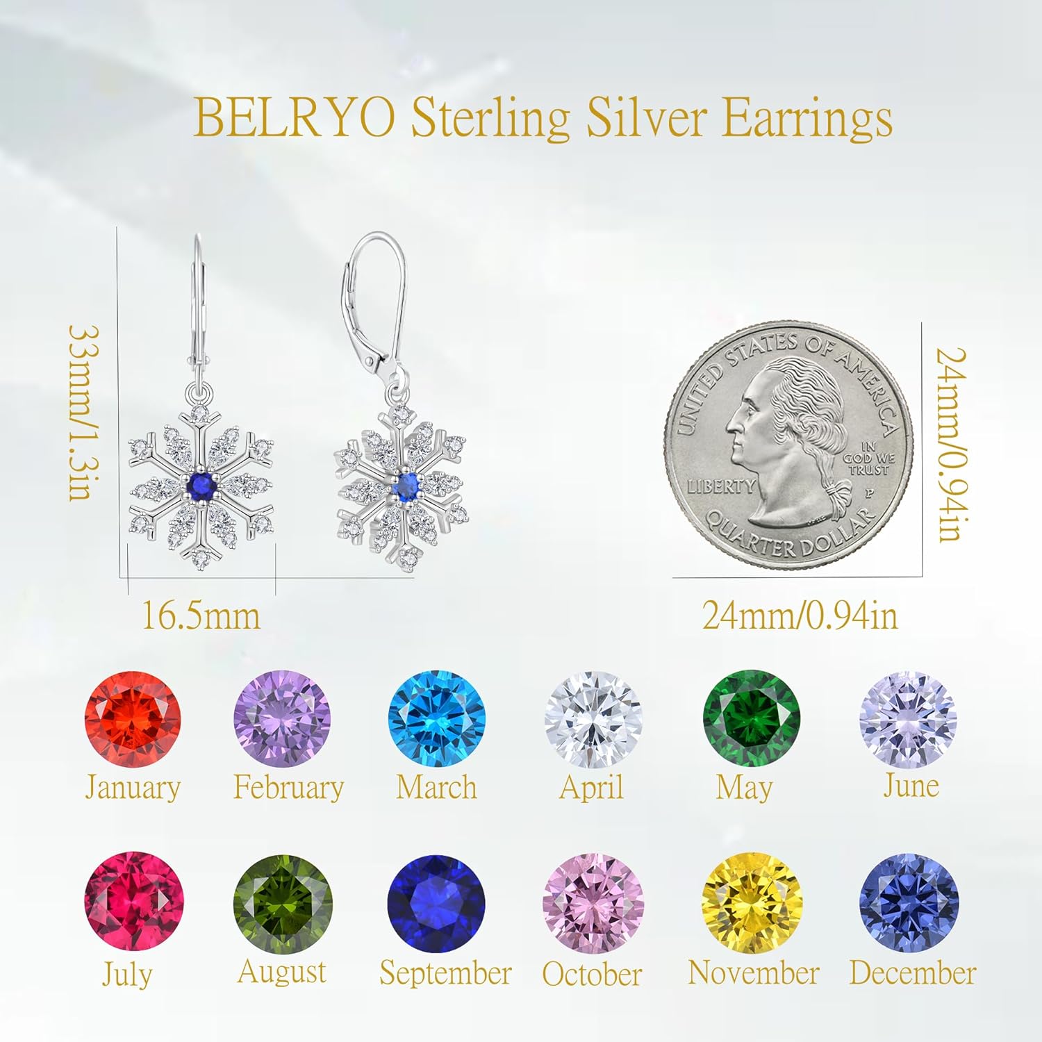 Christmas Snowflake Earrings, 925 Sterling Silver Cubic Zirconia Earrings Snowflake Dangle Drop Earring for Women, Christmas Jewelry Gifts for Her Mom Wife