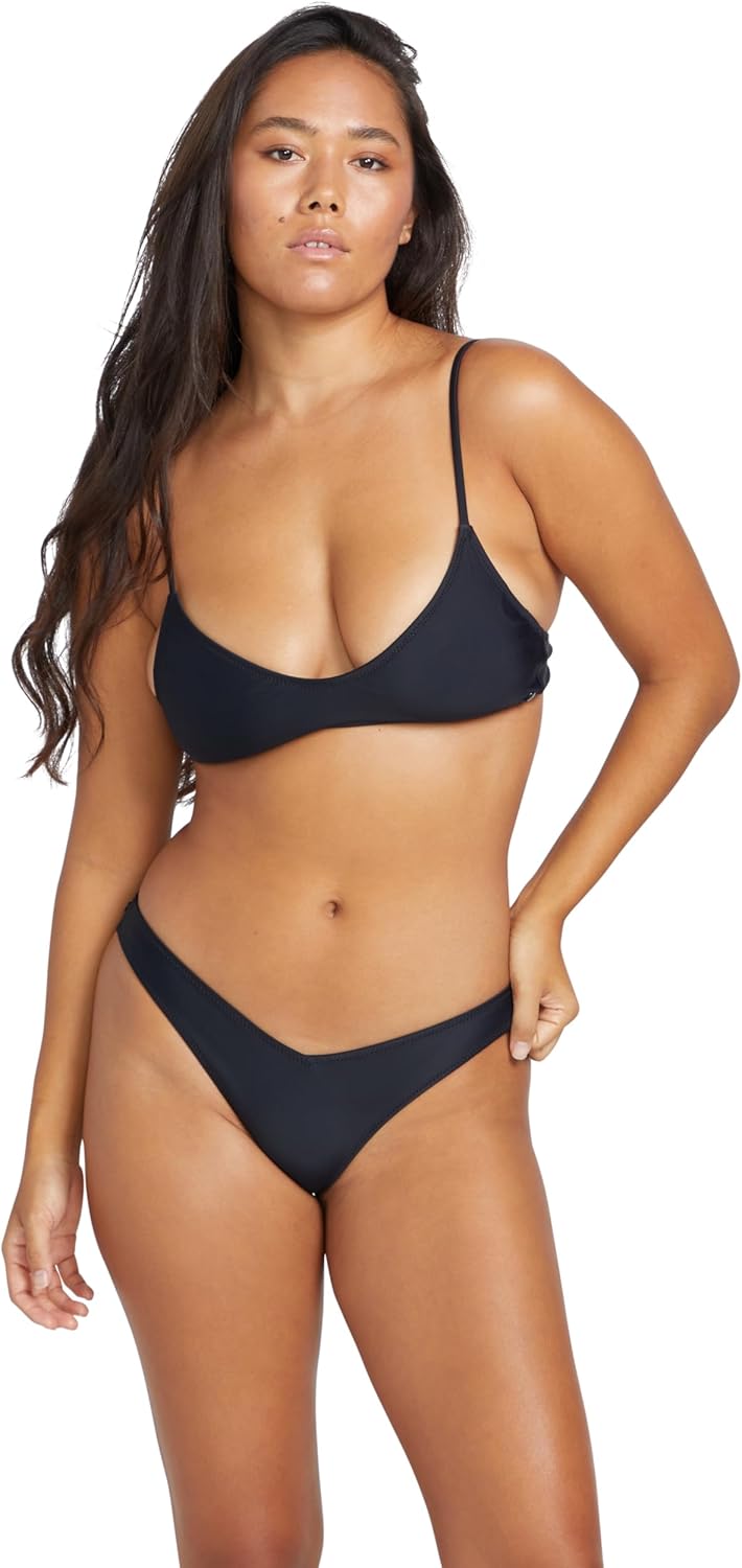 Volcom Women's Crop Bikini Top – Seamless Swim Top with Cropped Fit, Adjustable Straps, and Removable Cups