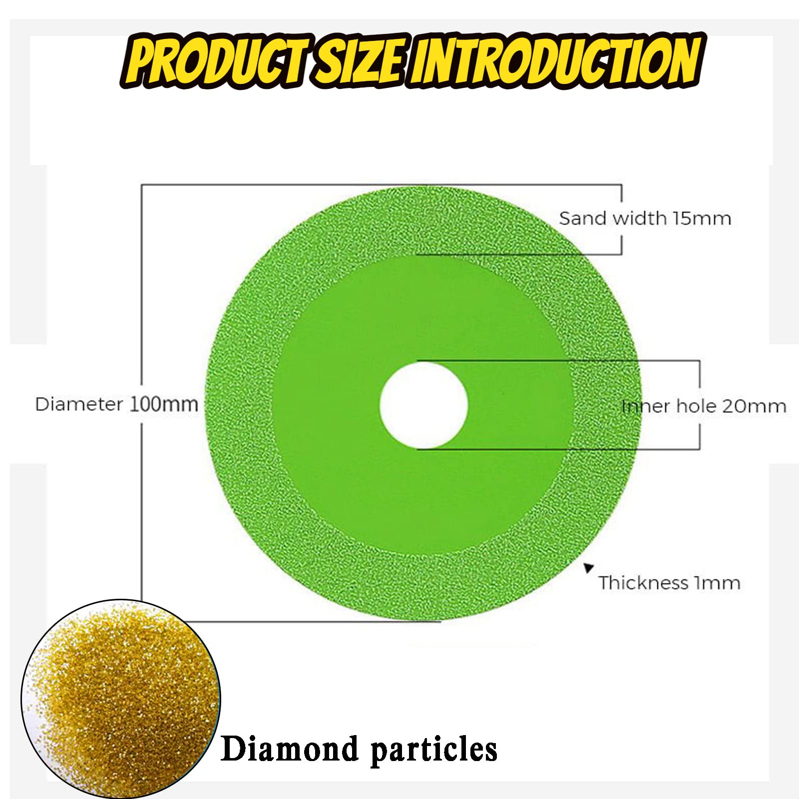 Glass Cutting Disc, Sanding Blade for Tile, Rock Plate Flat Grinding Disc, Angle Grinder Cutting Wheel for Cutting and Grinding Glass, Tile, Ceramic, Wine Bottles (3PCS)